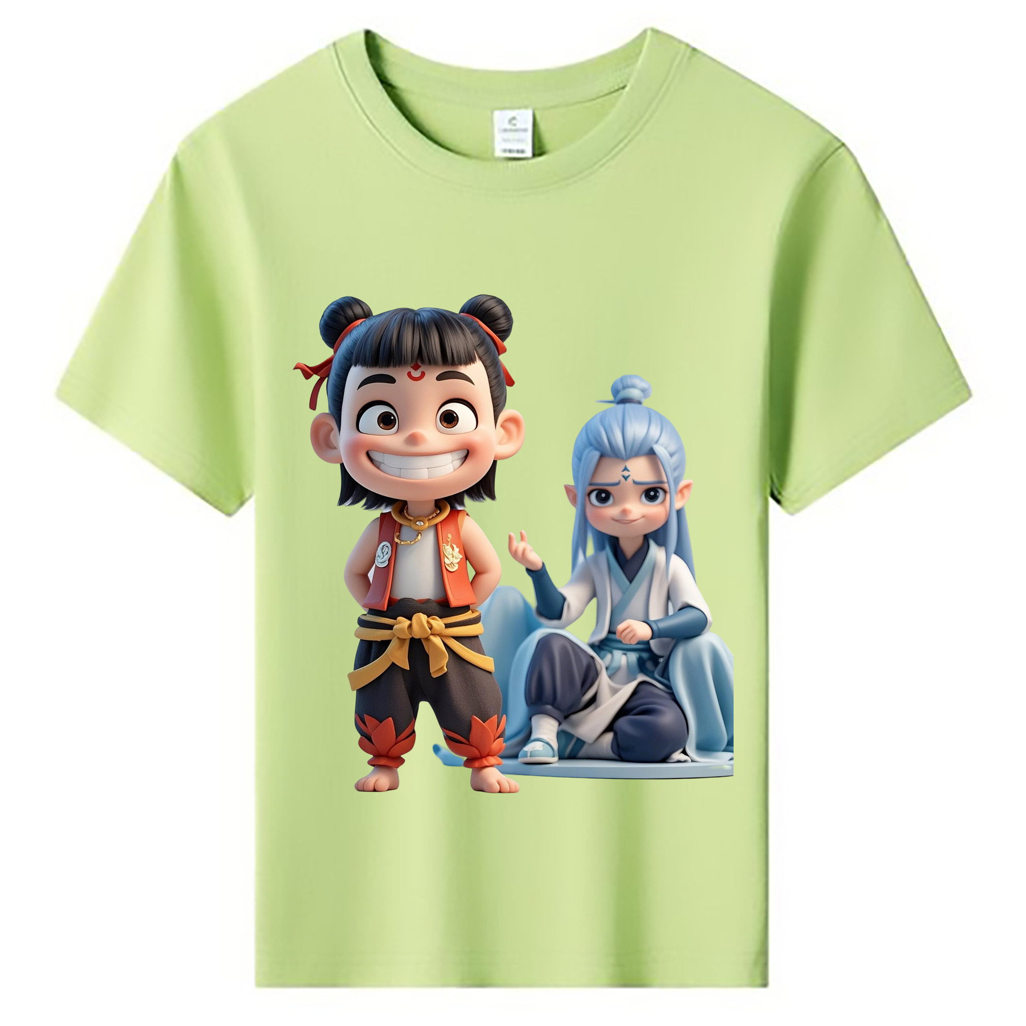 （画像用） Ne Zha 2 ナタ 魔童の大暴れ 綿100％キッズTシャツ（フロントプリント）